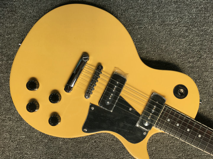 Lp Junior electric guitar yellow color one piece bridge P90 pickups 22 dot inlay frets LP guitar