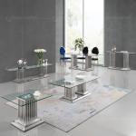 1.2mm 201 SS Dining Tables Tempered Glass Modern Room Furniture