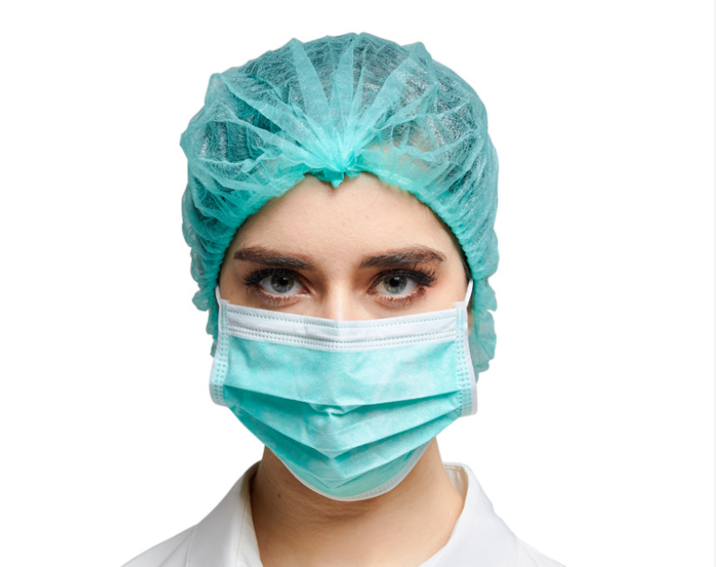 12 Gsm Disposable Medical Bouffant Caps With Double Elastic Band 21" 24" Size
