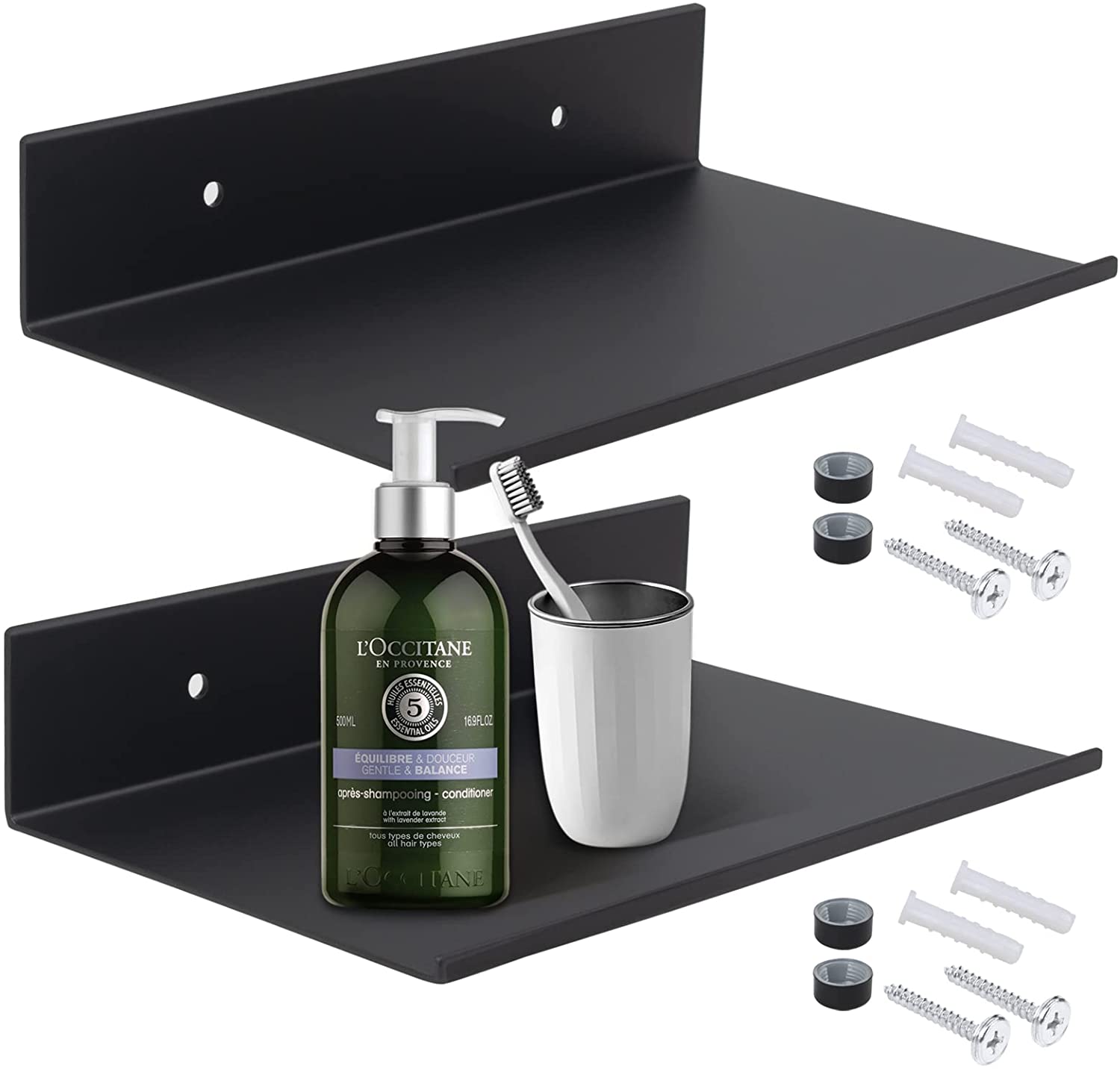 Black Wall Mounted Single-side Bracket Shelves Rack Storage Display Stand for Bathroom