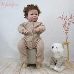 Autumn winter print long-sleeved button baby bodysuit cute bear warm knitted