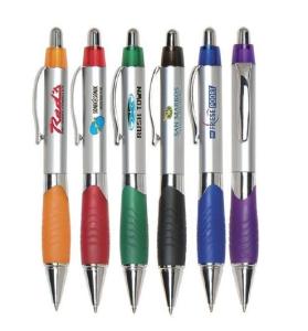 Quality sliver barrel grip plastic ball point pen, sivler body plastic ballpoint pen wholesale