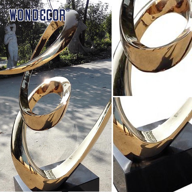 Modern Metal Art Craft Abstract Twisted Ribbon Decoration Stainless Steel Sculpture