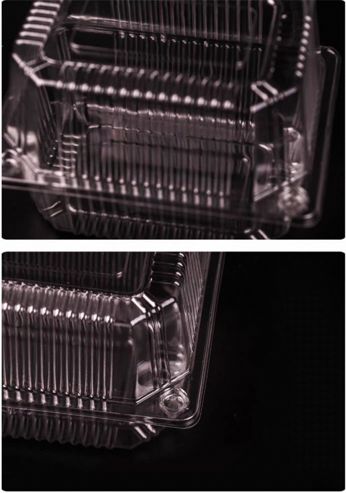 Transparent Vegetable Box Disposable Fruit PET Box Clamshell Hinge Salad Pastry Takeaway Box No Hole With Lid