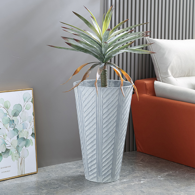 Frost Resistant Patio Fiber Clay Planters Round Shape