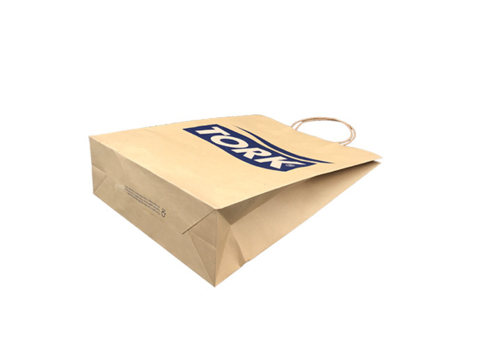 Natural Eco Paper Packaging / Mini Brown Paper Gift Bags With Handles