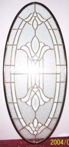 Quality oval shape beveled glass panel with brass caming wholesale