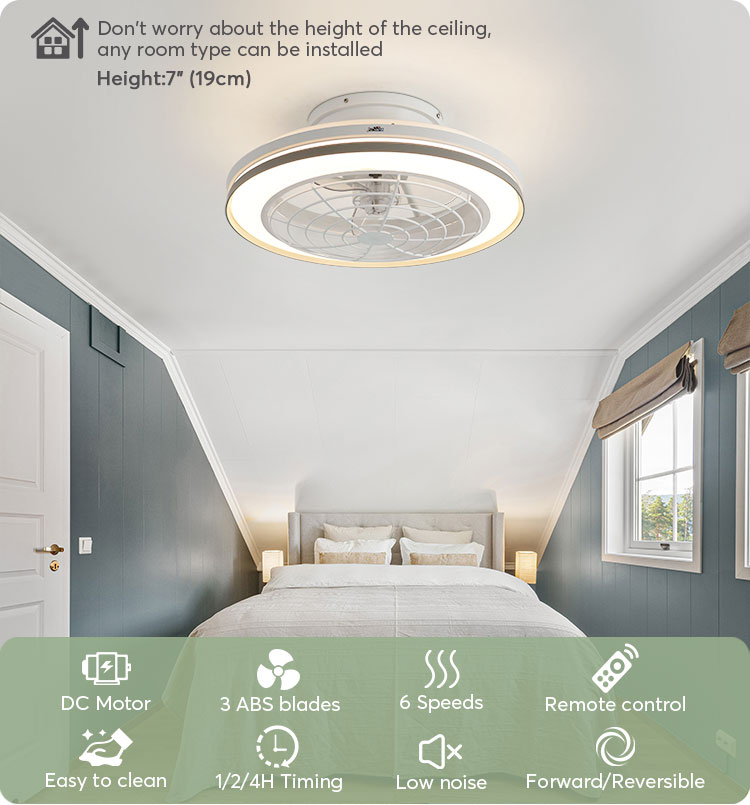 3000-6500K Color Temperature DC Ceiling Fan with Remote Control and Low-Profile Design