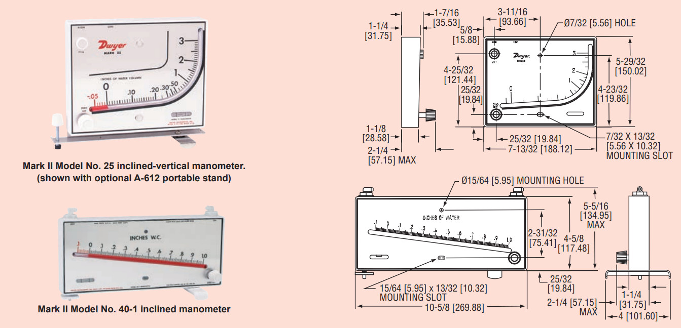 M-700PA Inclined Vertical Manometer High Accuracy Oil Gauge