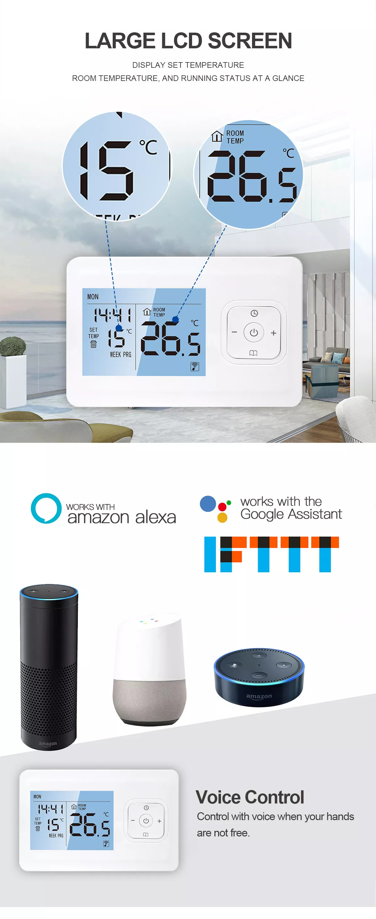Tuya WiFi Smart Thermostat App Remote Control For Water Floor Heating / Gas Furnace