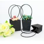 Waterproof Flower Packaging Carry Kraft Paper Bag With Plastic Handle