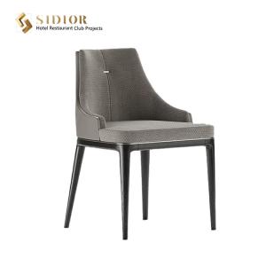 Quality 56cm length Grey PU Leather Dining Chairs Modern Solid Wood Finished wholesale