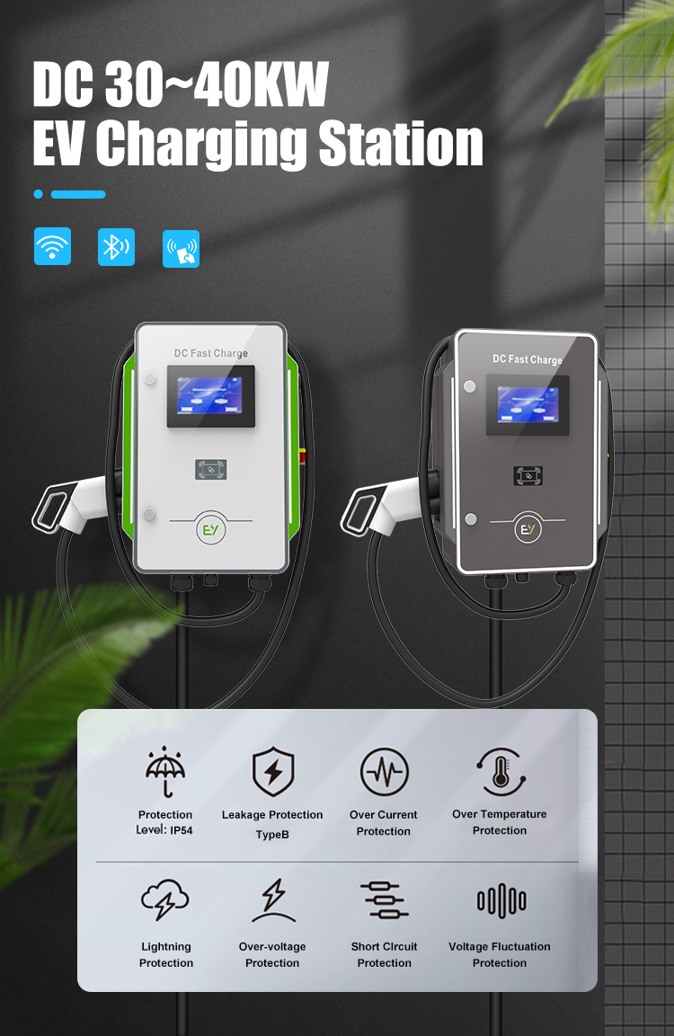 DC Wallbox Charger 30kW 40kW Cars CCS 40A Fast EV Charger 600V Grid Frequency 50Hz