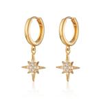 Luxury Starburst Gold Plated Hoop Earrings 925 Gold Plated Small Hoop Earrings