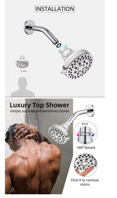 Chrome Finished Multi-Function Shower Head For High Pressure Water Saving In Bathroom