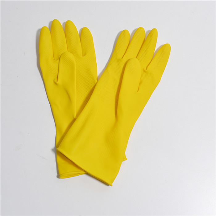 Waterproof Oil Resistance Kitchen Rubber Gloves cotton flocklined Rubber Gloves