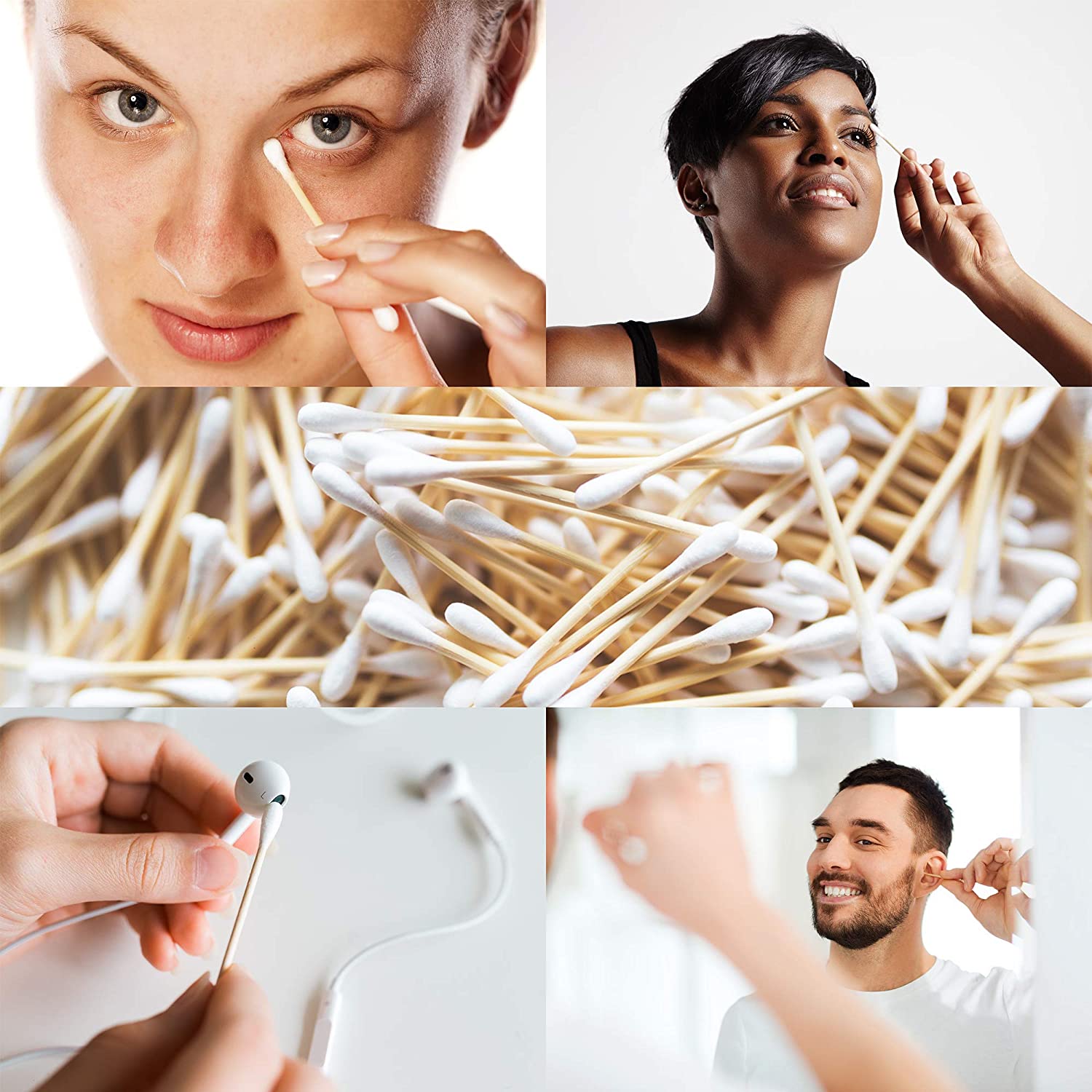 2.5mmx150mm Double-Headed Disposable Cotton Swabs Makeup Ear-Clean Dacron Tipped Swab