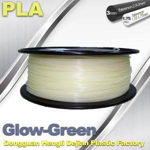 Quality 1.75mm / 3.0mm PLA Filament Glow in Dark Green for 3D Printer wholesale