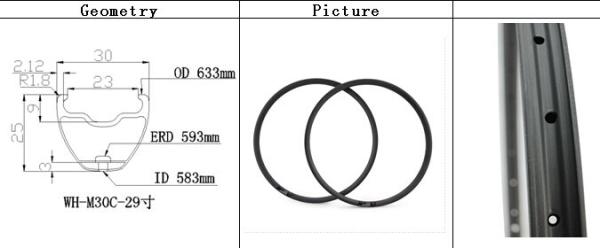 super light only420g30x25mm width MTB carbon rims clincher Mountain bike 29"