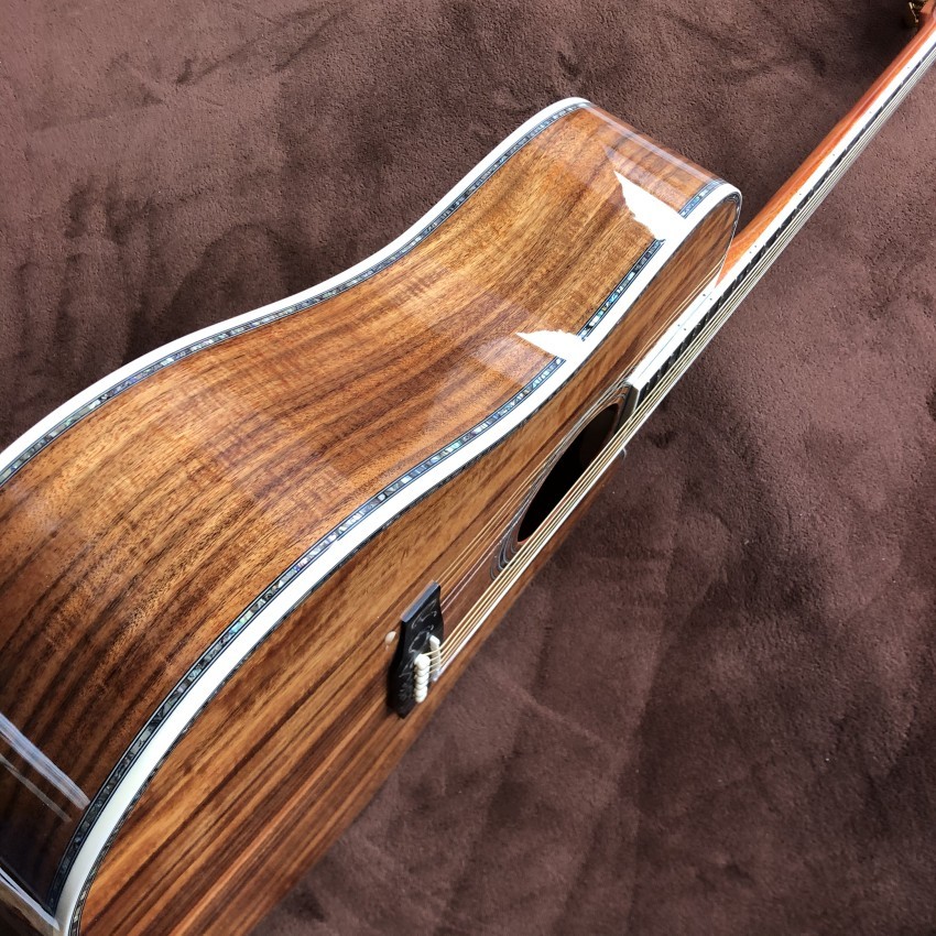 Custom 41 Inch Solid KOA Wood Top Cutaway Classic Folk Acoustic Guitar Real Abalone Inlay D-Shape Electric Guitar Wood P