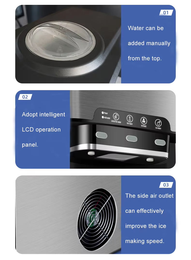 Small Business Prices Automatic 3 in 1 Water Dispenser 25kg Bullet Ice Machine Maker with English Operating Language