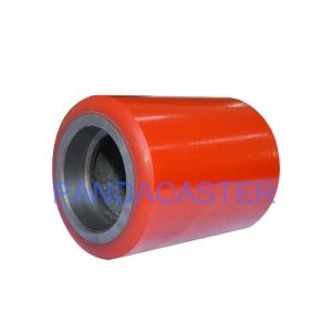 Quality Polyurethane / PU Pallet Truck Roller Wheels Red 80*93mm wholesale