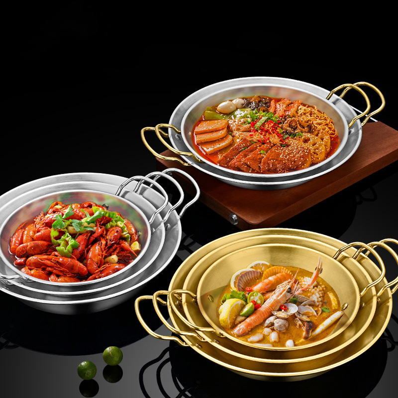 Wholesale Top Seller Kitchen Seafood Cookware Pan Stainless Steel Cooking Paella Pan Frying Pan