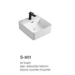 Above Counter Installation Ceramic Basin Glossy Finished For Bathroom