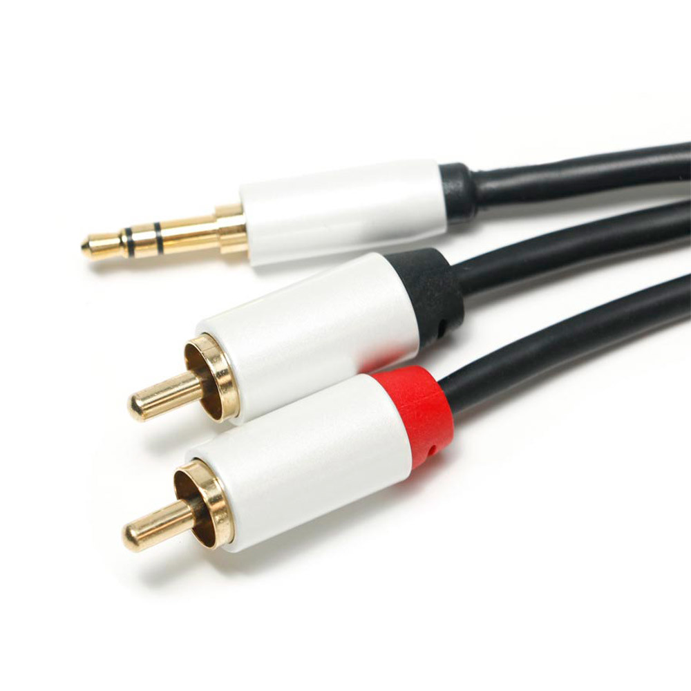 3.5 mm Digital Audio Cable 2/1 White Plated Metal Shell Golden Connector 1M 2M 3M RCA For Soundbar Car Audio