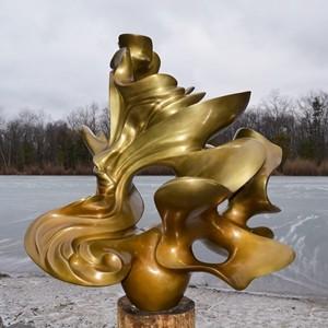 Quality Golden Casting Large Bronze Sculpture Sun Wheel Bronze Garden Figures wholesale