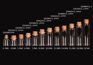 Quality 22mm Small Jars With Cork Tops, Glass Bottles for Storage, Good Quality and Competitive Price wholesale