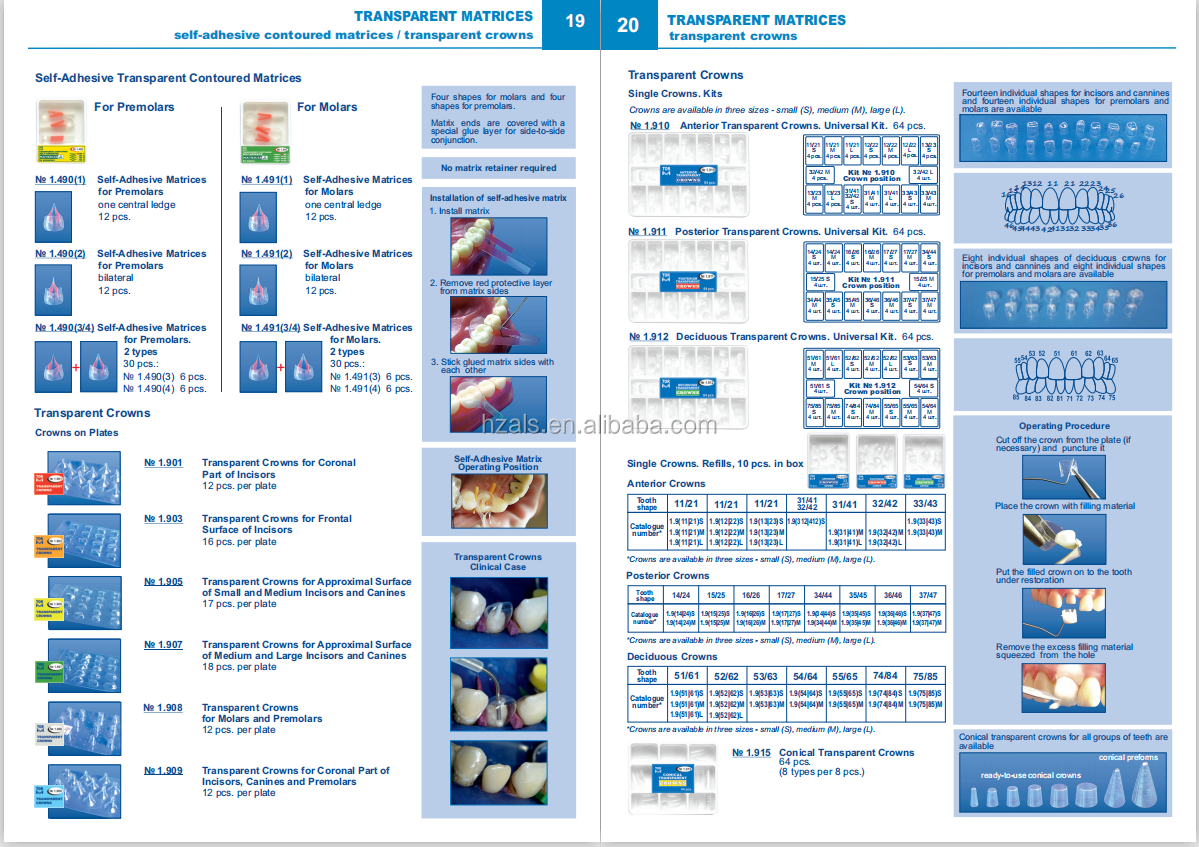 Manual Fixing Transparent Wedges Thin and Medium Wedge 2 Types No. 1.810 Kit 40 pcs. TOP BM for Dental Professionals
