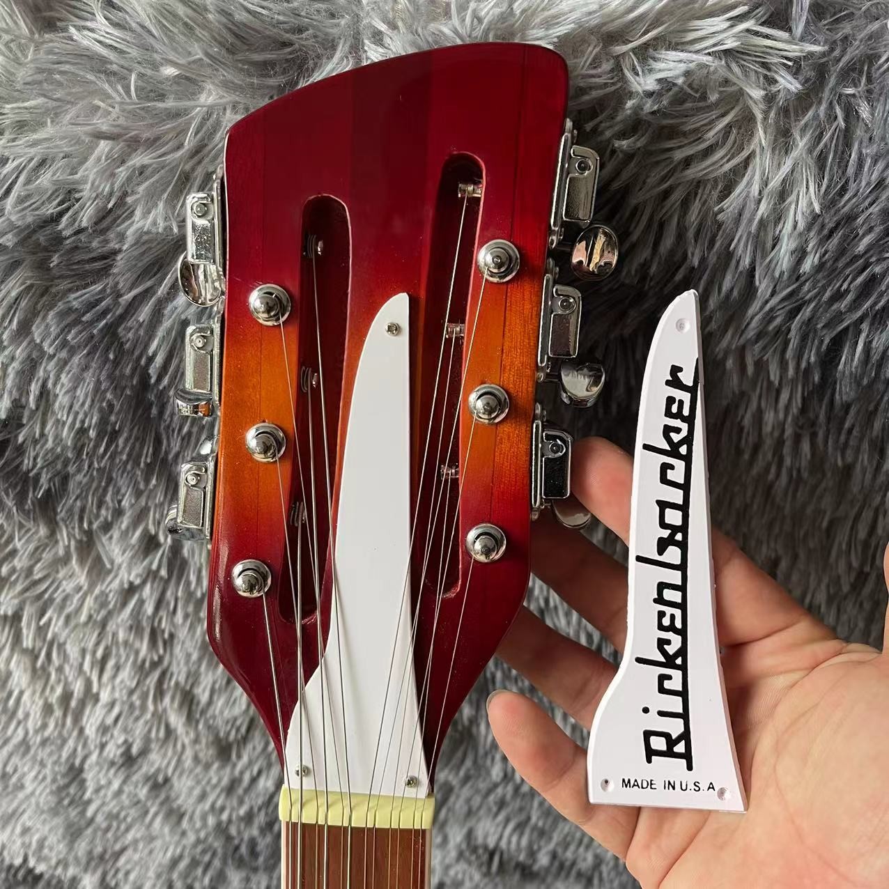 Custom Flamed Maple Top Ricken 381 Style 6/12 String Electric Guitar in Cherry Burst Color