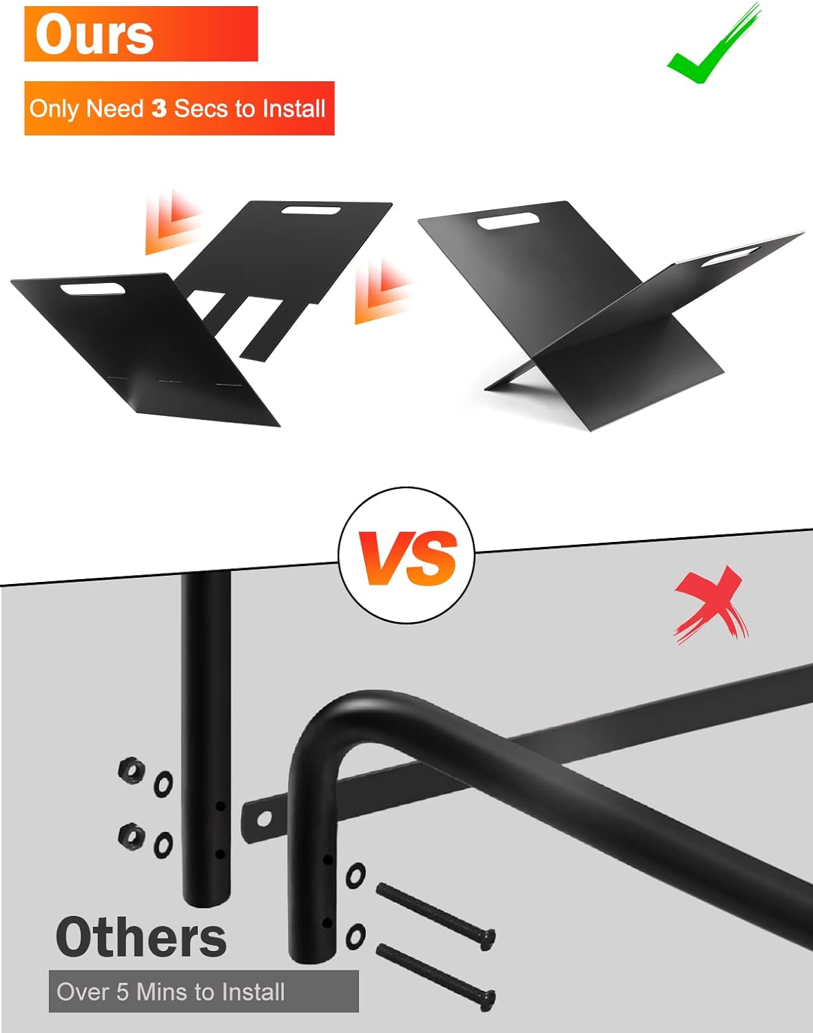 Fireplace Wood Storage Frame Bracket Black Power Coating Indoor Log Holder for Outdoor