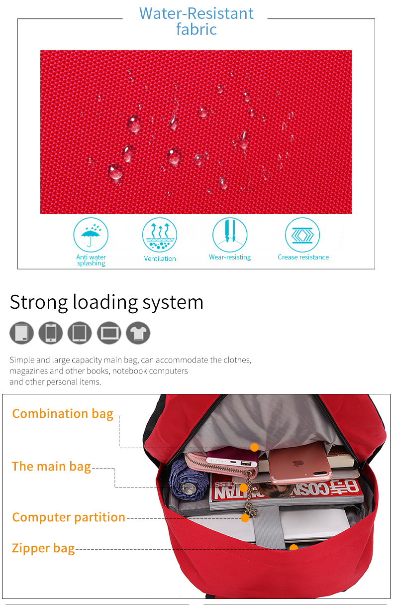Wholesale custom logo men and women leisure fashion middle school students waterproof backpack school bags
