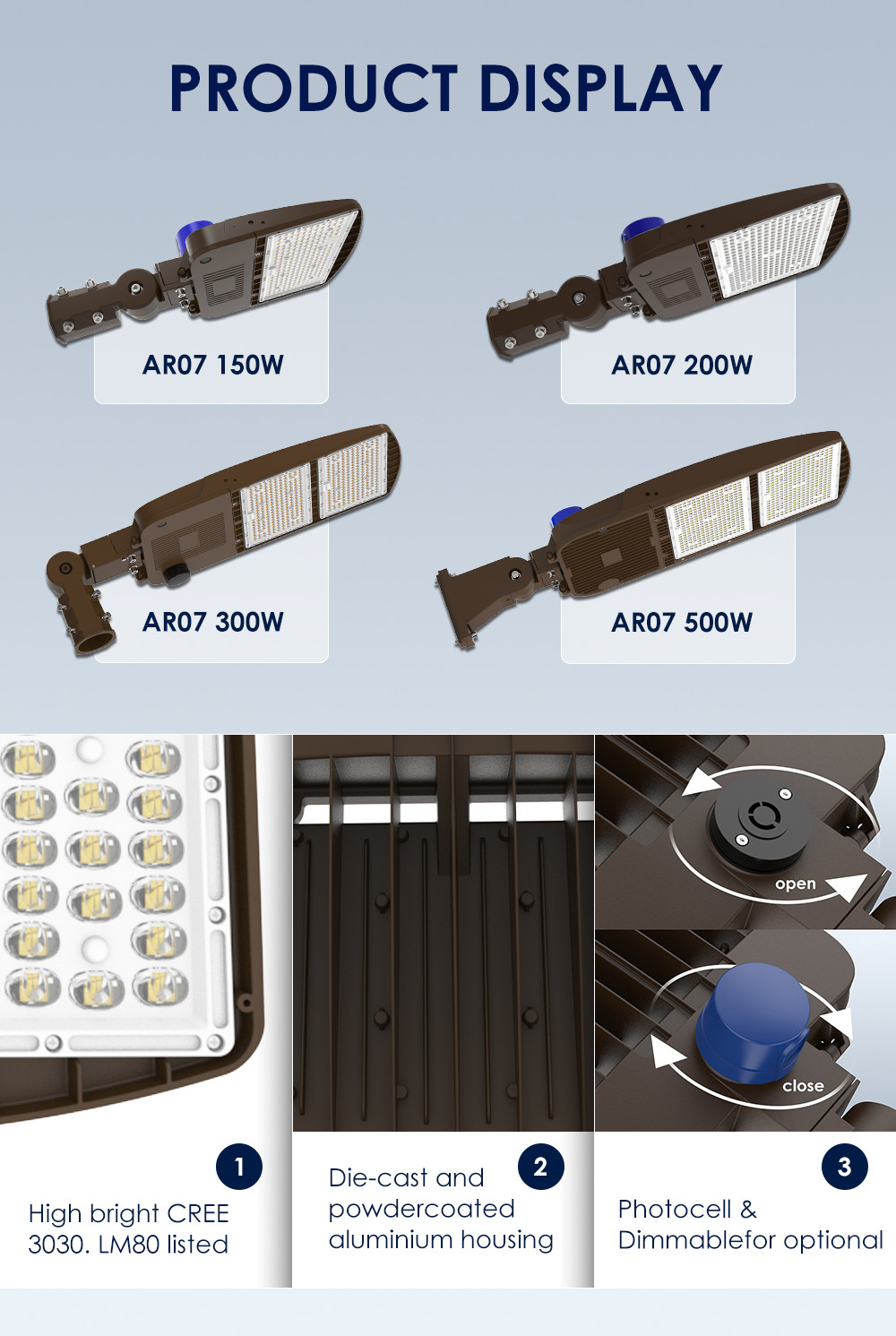 15000LM-75000LM LED Outdoor Area Light IP65 With Adjustable Color Temperature