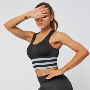 Quality Sexy stripes seamless knitting sports bra women gather running stereotyped yoga vests fitness bra women wholesale