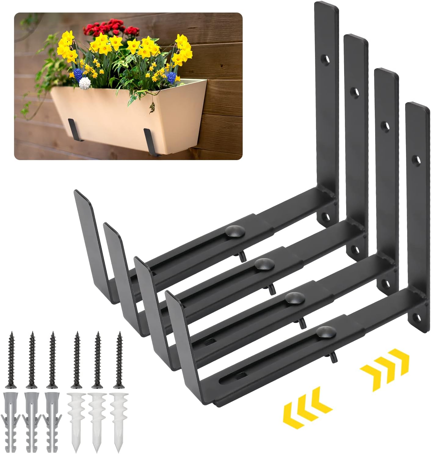 Versatile Wall Mounted Planter Box Bracket for Patio Rail Planters and Bird Feeders