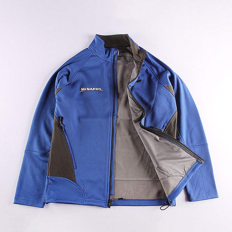Navy Color Mens Womens 100% Polyester Hooded Softshell Jacket