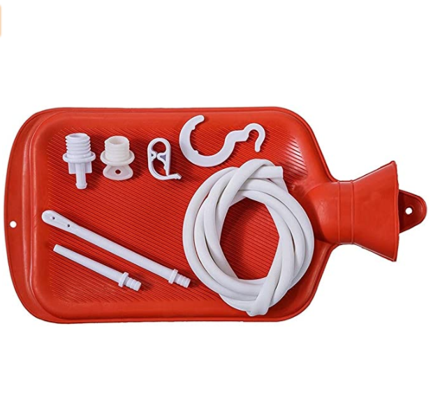 Enema Bag Kit 2 Quart Home Water & Coffee Colon Cleansing Kit BPA Free Hot-Water Bag with 5 Foot Long Hose