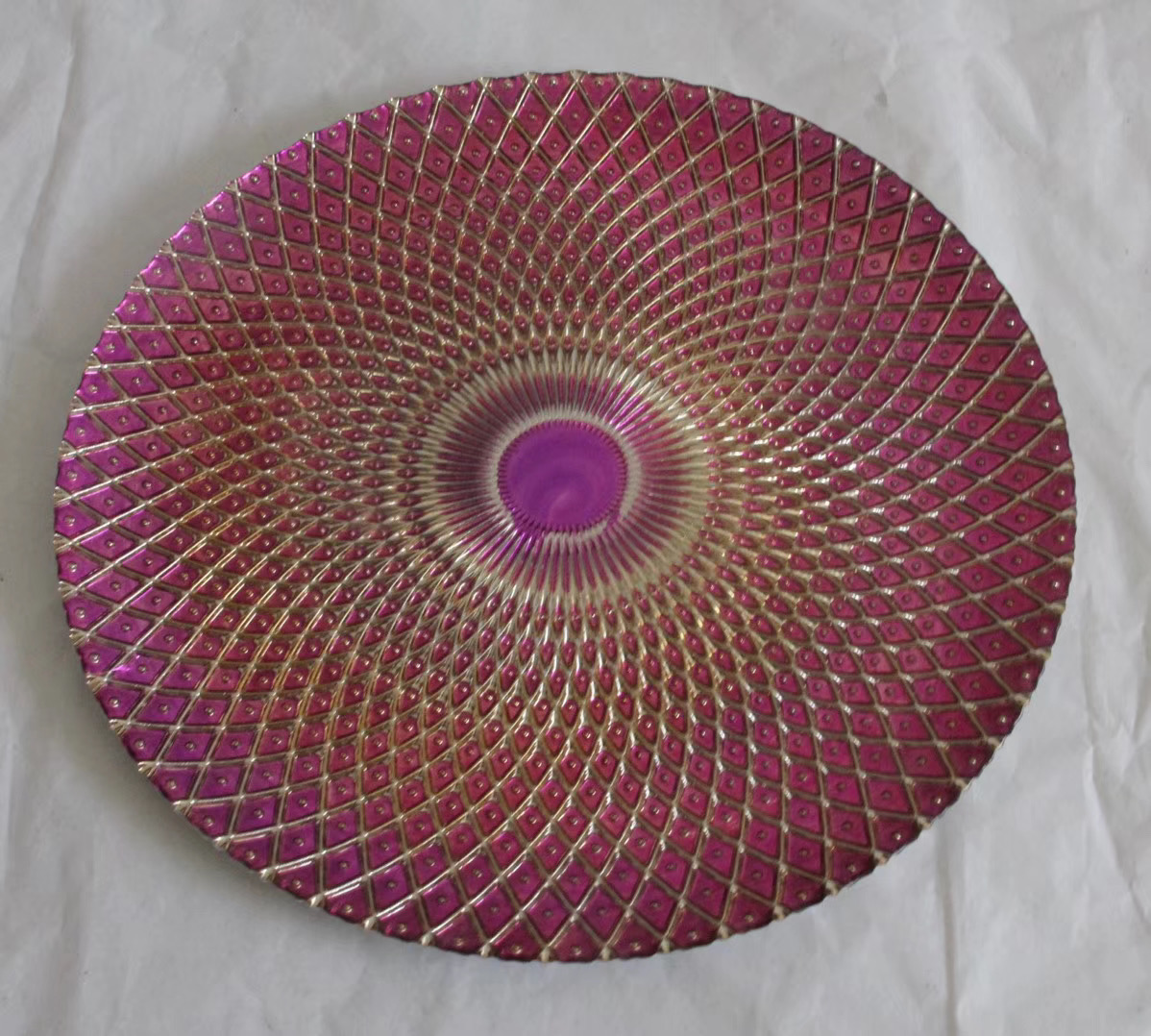 Clear Glass Beaded Charger Plates Wedding Event Gold Silver 32cm/27cm/21cm