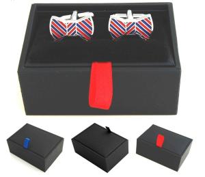 Quality Men Black Cufflink Box Cardboard Gift Showing Recyclable Feature 85x45x35 mm wholesale
