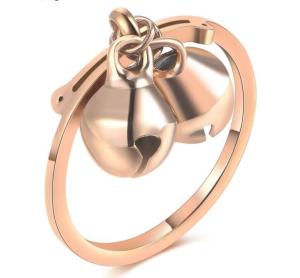 Quality Bell Pendant Ring Stainless Steel Materials Ring 18K Pink Color Wedding Ring wholesale