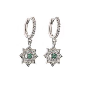 Quality DAYSTAR Sterling Silver Jewlery Zircon Crystal Women Star Hoop Earring wholesale