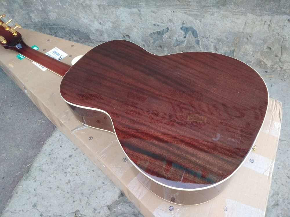 acoustic guitar 00 solid spruce parlor acoustic guitar OOO body maroon color customize white pearl vintage guitar