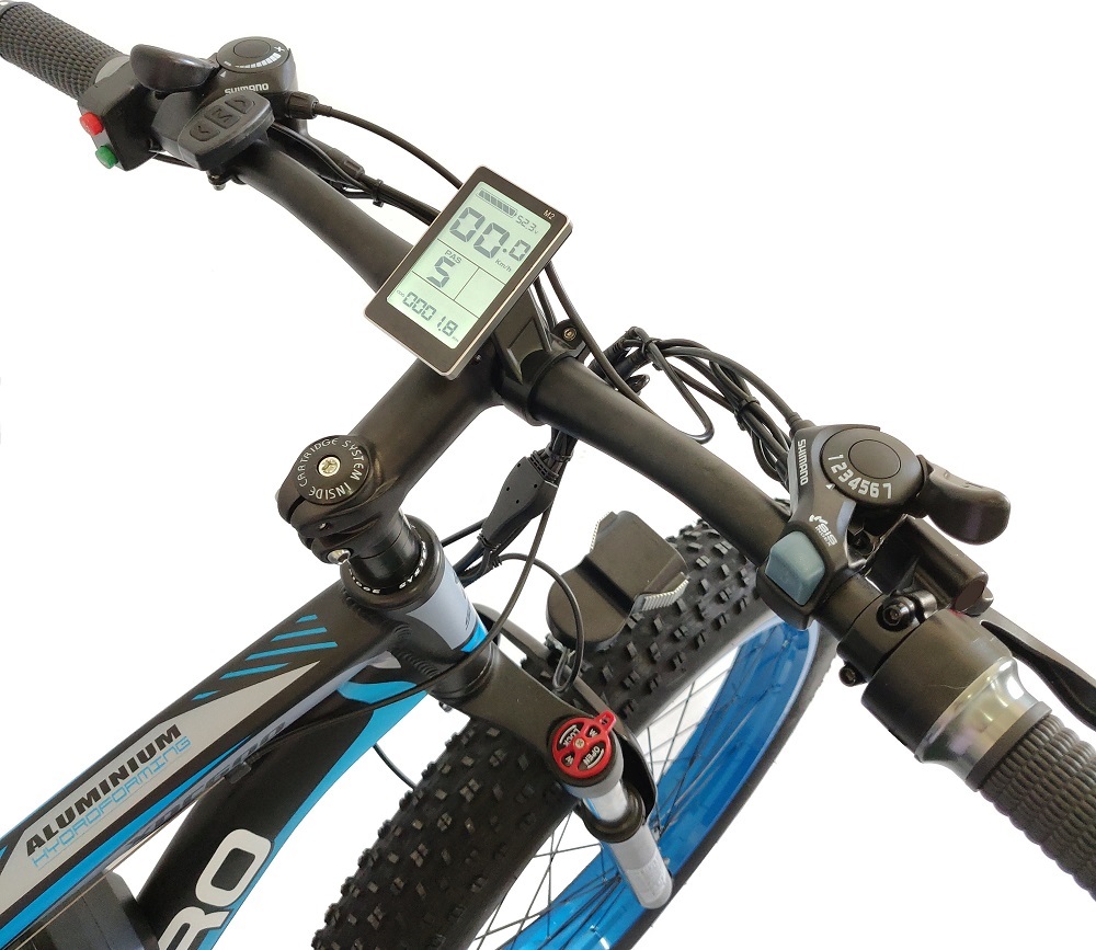 1KW Fat Tire Electric Mountain Bike Brushless Geared HYDR Fork