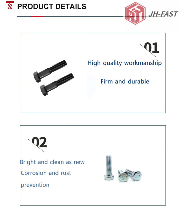 M20 M24 M30 Black Oxide Hex Head Bolts OEM Customized Service Provided for Steel Bolts