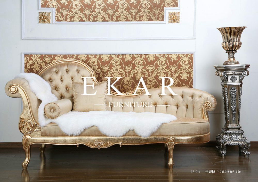 Luxury Bedroom Furniture European Style Wood Carved Chaise Lounge