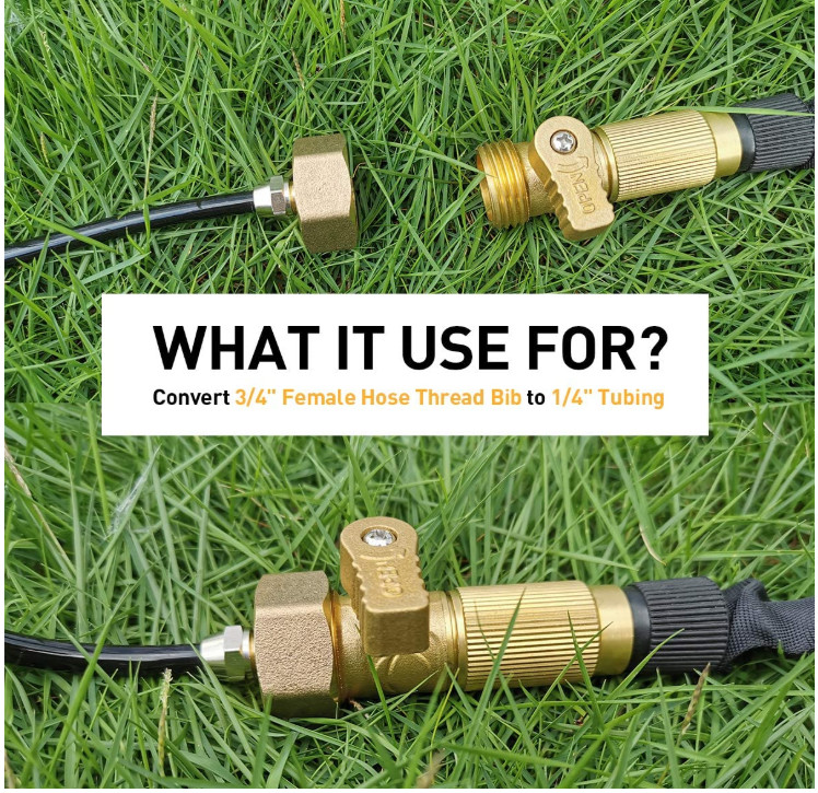 3/4'' Hose Thread Bib Swivel To 1/4'' Tubing Brass Blow Out Plug