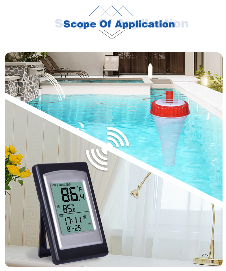 Temperature Accuracy Wireless Solar Digital Pool Thermometer In Red And Silver
